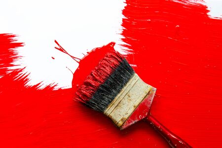 Convertible painted in red on a white background.の写真素材
