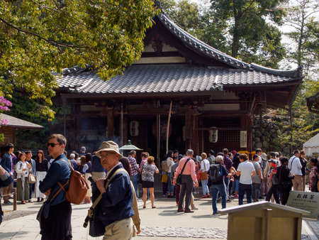 KYOTO, JAPAN - APRIL 2, 2018: Wide angle view of a prayer hall dedicated to Fudo Myo-o, also known as Acala, the Buddhist deity of immovable wisdom. Kinkakujicho, Kita. Travel and religion.のeditorial素材