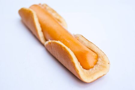 Bread pudding on a white backgroundの写真素材