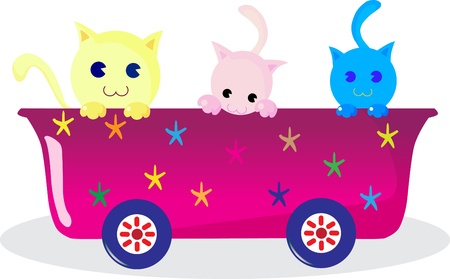 Mother cat and kittensのイラスト素材