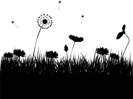 Grass and flowers のイラスト素材