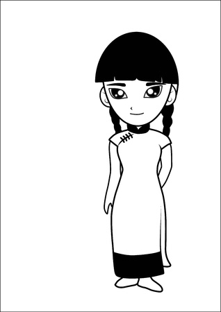 Chinese women cartoonのイラスト素材
