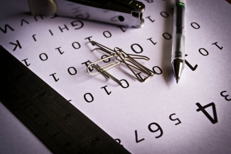 Stationery on the paper document の写真素材