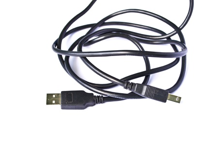USB cable on white background の写真素材