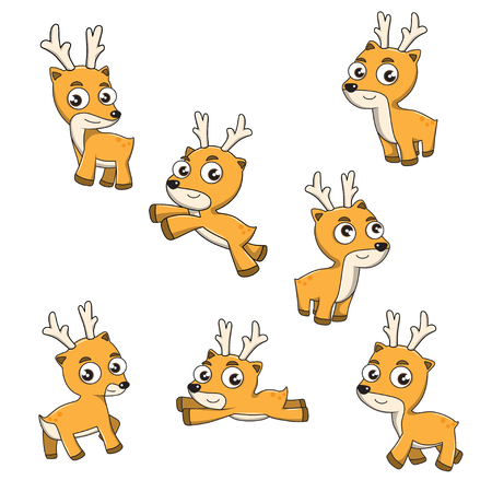 Set of deer cartoon, no effectのイラスト素材