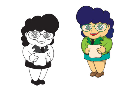 Illustration of character of teacher cartoon on white backgroundのイラスト素材