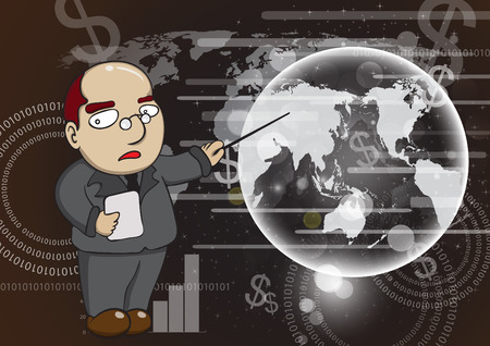 Business man and abstract globe vector  technology backgroundのイラスト素材