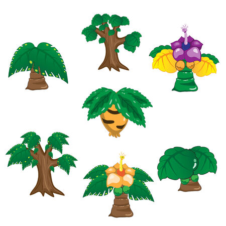 Ancient trees cartoon vector on white backgroundのイラスト素材
