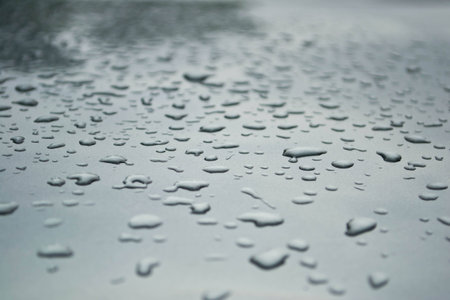 water drops on gray backgroundの写真素材
