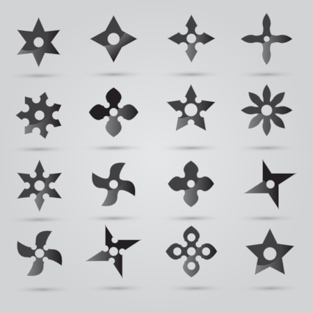 Illustration of ninja stars, ninja and weapon, cartoon vectorのイラスト素材