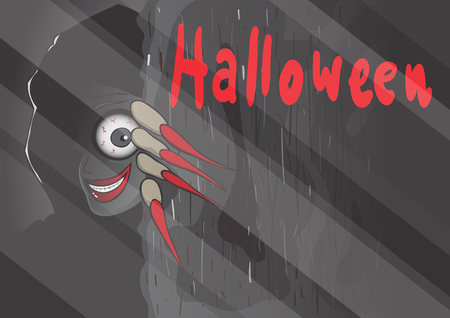 Ghosts that hide behind the door, on Halloweenのイラスト素材