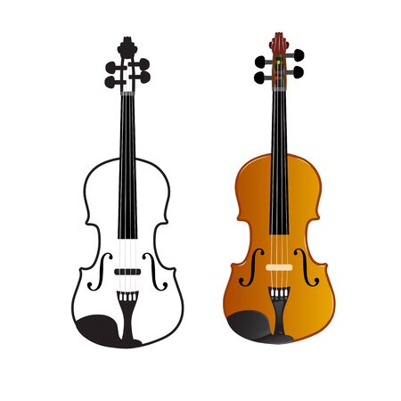 Violin on a white background, vector illustrationのイラスト素材