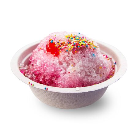 A Bowl with red ice set isolated on a white backgroundの写真素材