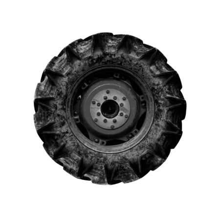 Tractor wheel isolate on white backgroundの写真素材
