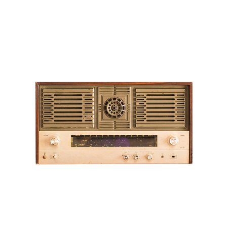 Ancient radio isolate on white backgroundの写真素材