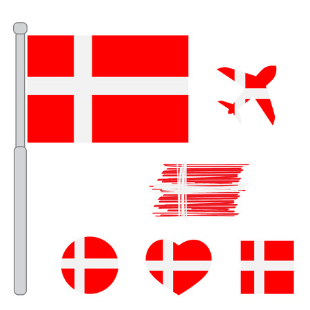 Denmark Flag vector illustration. Denmark Flag. National Flag of Denmark.のイラスト素材