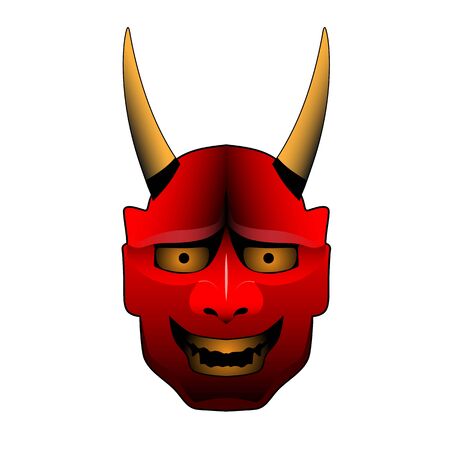 Vector illustration of Hannya mask, japanese mask, on white backgroundのイラスト素材