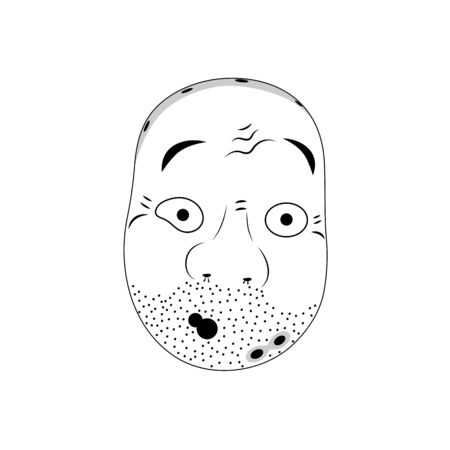 Vector illustration of Hyottoko mask, japanese mask, on white backgroundのイラスト素材
