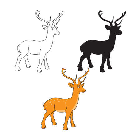 Vector illustration of deer cartoon on white backgroundのイラスト素材