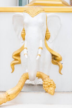 White and gold elephant statue thai styleの写真素材