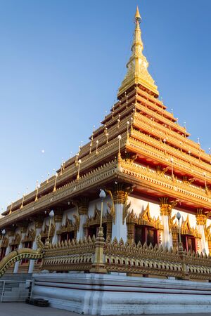 Golden thai temple in north east thailandの写真素材