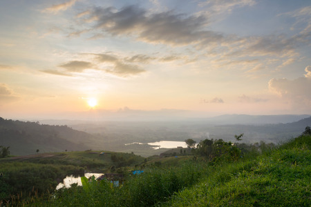 Fantastic mountain and field in thailandの写真素材