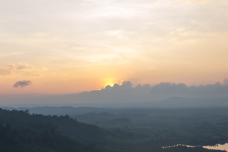 Beautiful sunset countryside in thailandの写真素材