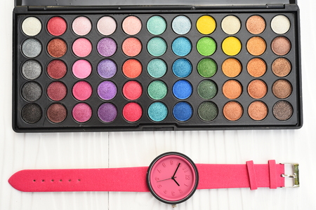 collection of make up and cosmetic beauty products arrangedの写真素材