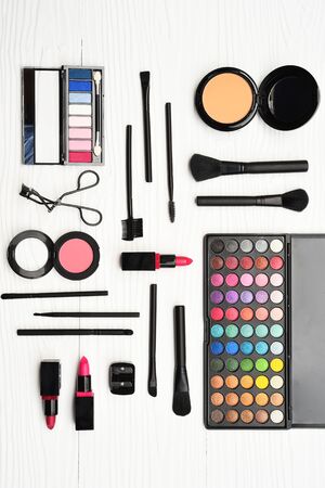 collection of make up and cosmetic beauty products arrangedの写真素材