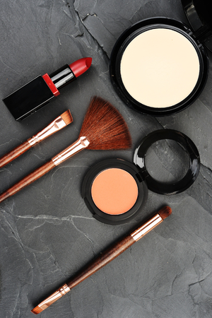 collection of make up and cosmetic beauty products arrangedの写真素材