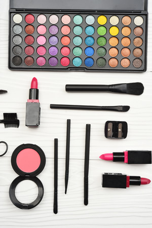 collection of make up and cosmetic beauty products arrangedの写真素材