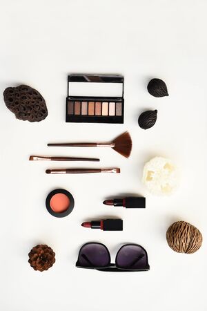 collection of make up and cosmetic beauty products arrangedの写真素材