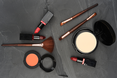 collection of make up and cosmetic beauty products arrangedの写真素材