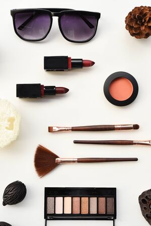 collection of make up and cosmetic beauty products arrangedの写真素材