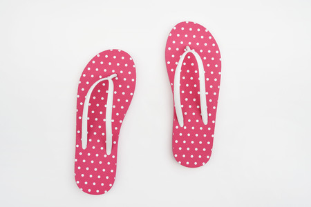 pink sandals isolated on white backgroundの写真素材