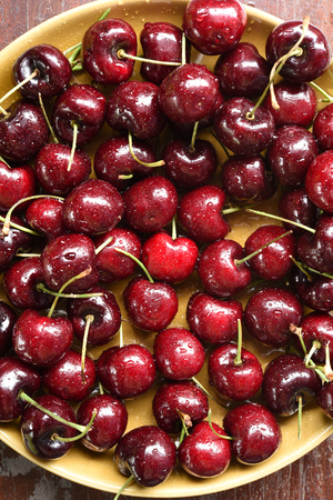 fresh cherry on the plateの写真素材