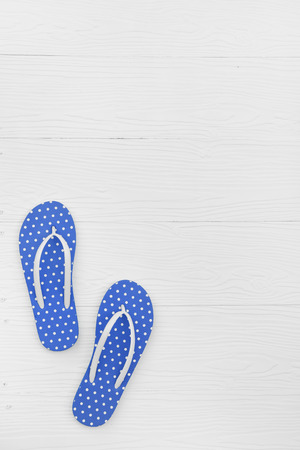blue sandals isolated on white backgroundの写真素材