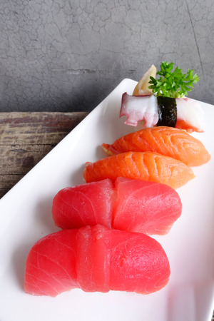 Japanese food - Sushi of salmon & tuna sushiの写真素材