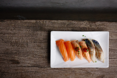 Japanese food - Sushi of salmon & tuna sushiの写真素材