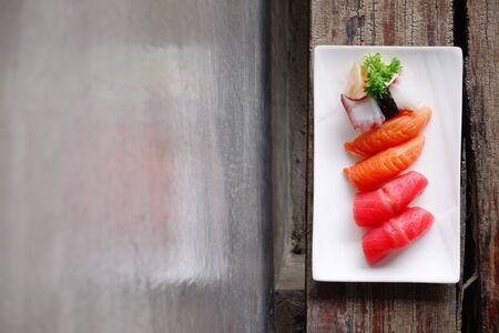 Japanese food - Sushi of salmon & tuna sushiの写真素材