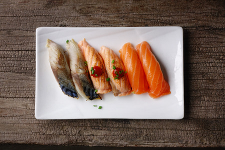 Japanese food - Sushi of salmon & tuna sushiの写真素材