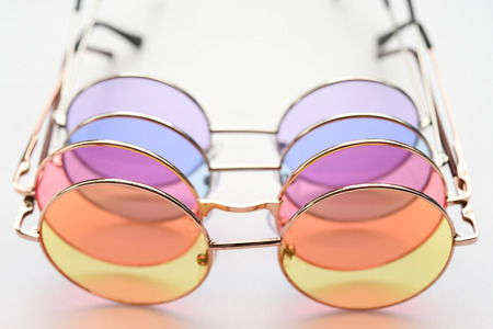 Modern fashionable sunglasses isolated on white background