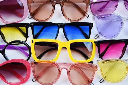 Modern fashionable sunglasses isolated on white background