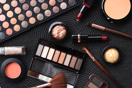 collection of make up and cosmetic beauty products arrangedの写真素材