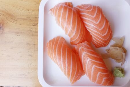 Sushi of salmon, Japanese foodの写真素材