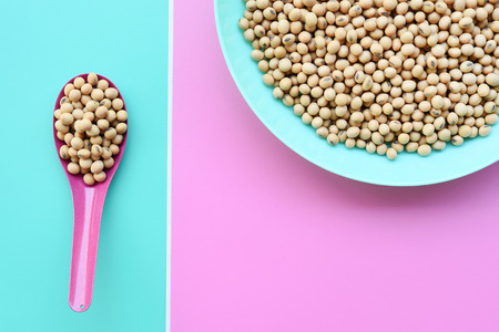 Soy bean on plate for backgroundの写真素材