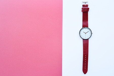 close up of red wristwatches for backgroundの写真素材