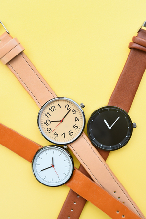 Set of multicolored wristwatches for backgroundの写真素材