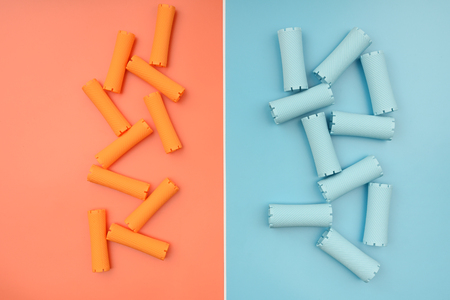 close up of hair curlers for backgroundの写真素材