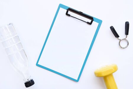 empty paper and accessory isolated on white background